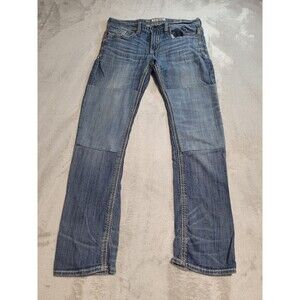 BKE Aaron Jeans Mens 29S 32x32 Blue Faded Denim Straight Pockets Knee